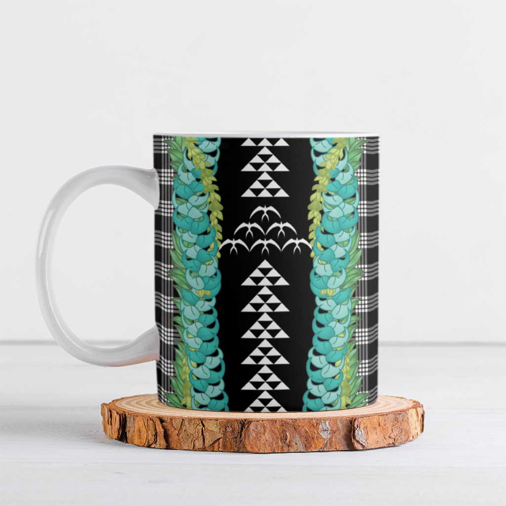 Black Palaka Hawaii Iwa Bird Ceramic Mug Hawaiian Kakau Jade Vine Lei LT14 Black - Polynesian Pride