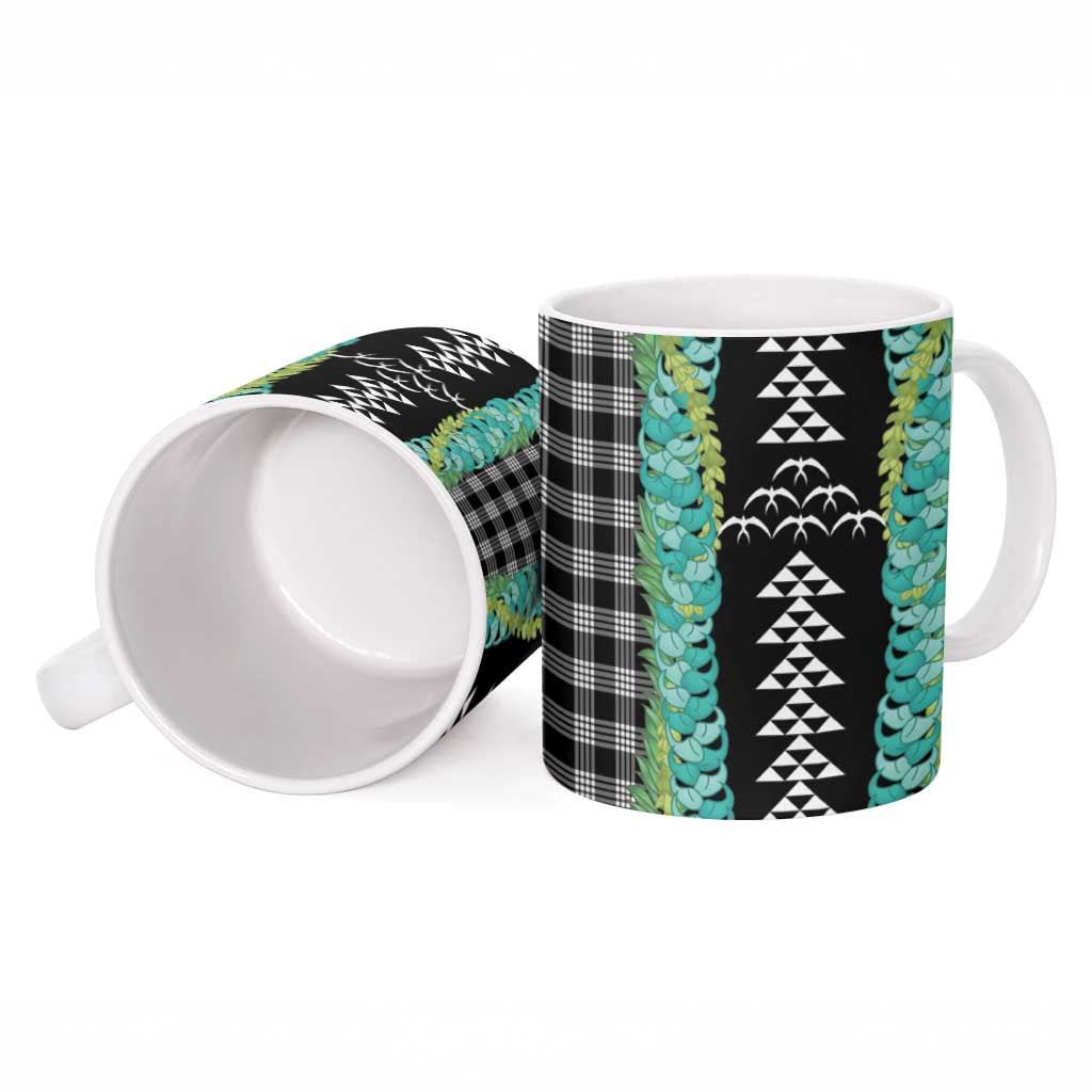Black Palaka Hawaii Iwa Bird Ceramic Mug Hawaiian Kakau Jade Vine Lei LT14 - Polynesian Pride