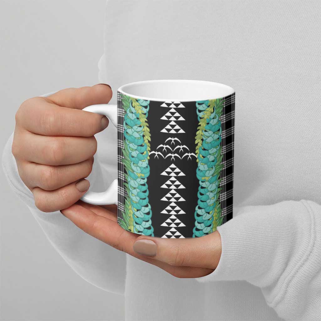 Black Palaka Hawaii Iwa Bird Ceramic Mug Hawaiian Kakau Jade Vine Lei LT14 - Polynesian Pride