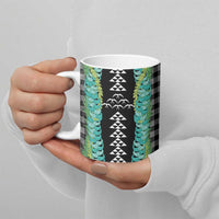 Black Palaka Hawaii Iwa Bird Ceramic Mug Hawaiian Kakau Jade Vine Lei LT14 - Polynesian Pride