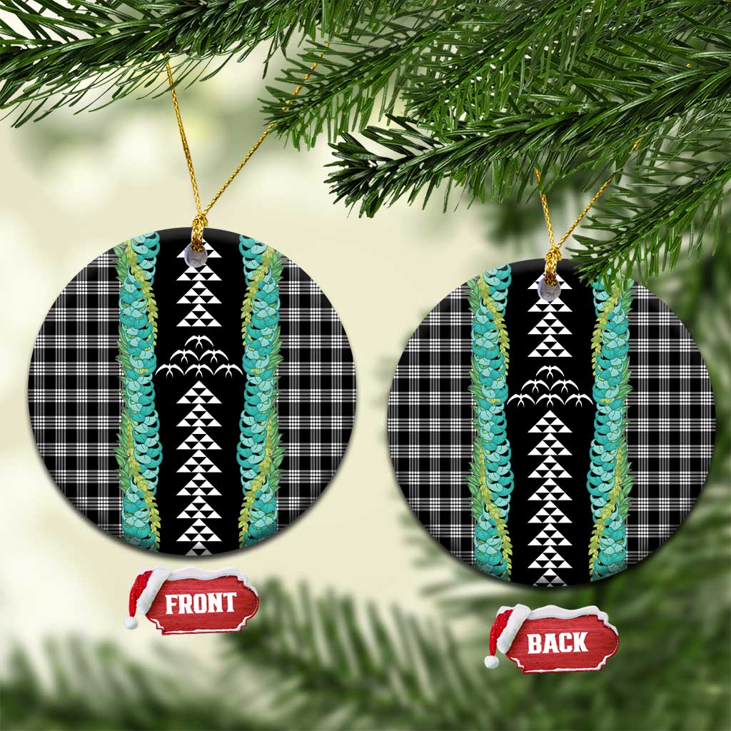 Black Palaka Hawaii Iwa Bird Ceramic Ornament Hawaiian Kakau Jade Vine Lei LT14 Circle Black - Polynesian Pride