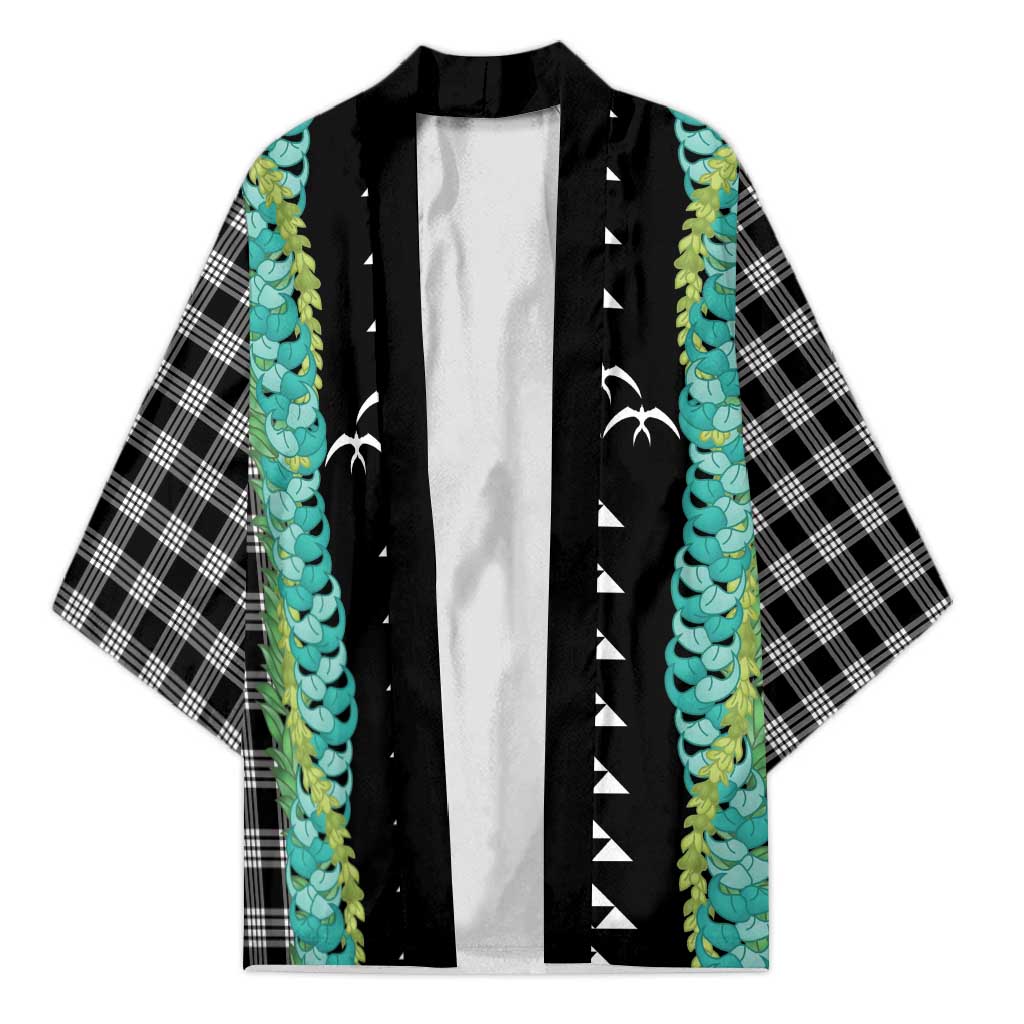Black Palaka Hawaii Iwa Bird Kimono Hawaiian Kakau Jade Vine Lei LT14 Unisex Black - Polynesian Pride