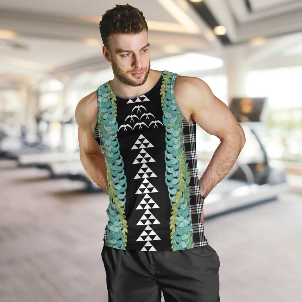 Black Palaka Hawaii Iwa Bird Men Tank Top Hawaiian Kakau Jade Vine Lei LT14 Black - Polynesian Pride