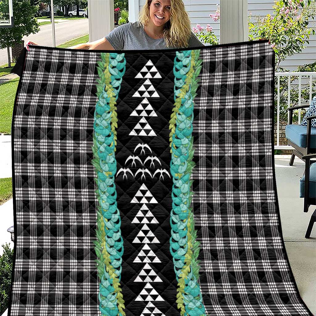 Black Palaka Hawaii Iwa Bird Quilt Hawaiian Kakau Jade Vine Lei LT14 Black - Polynesian Pride