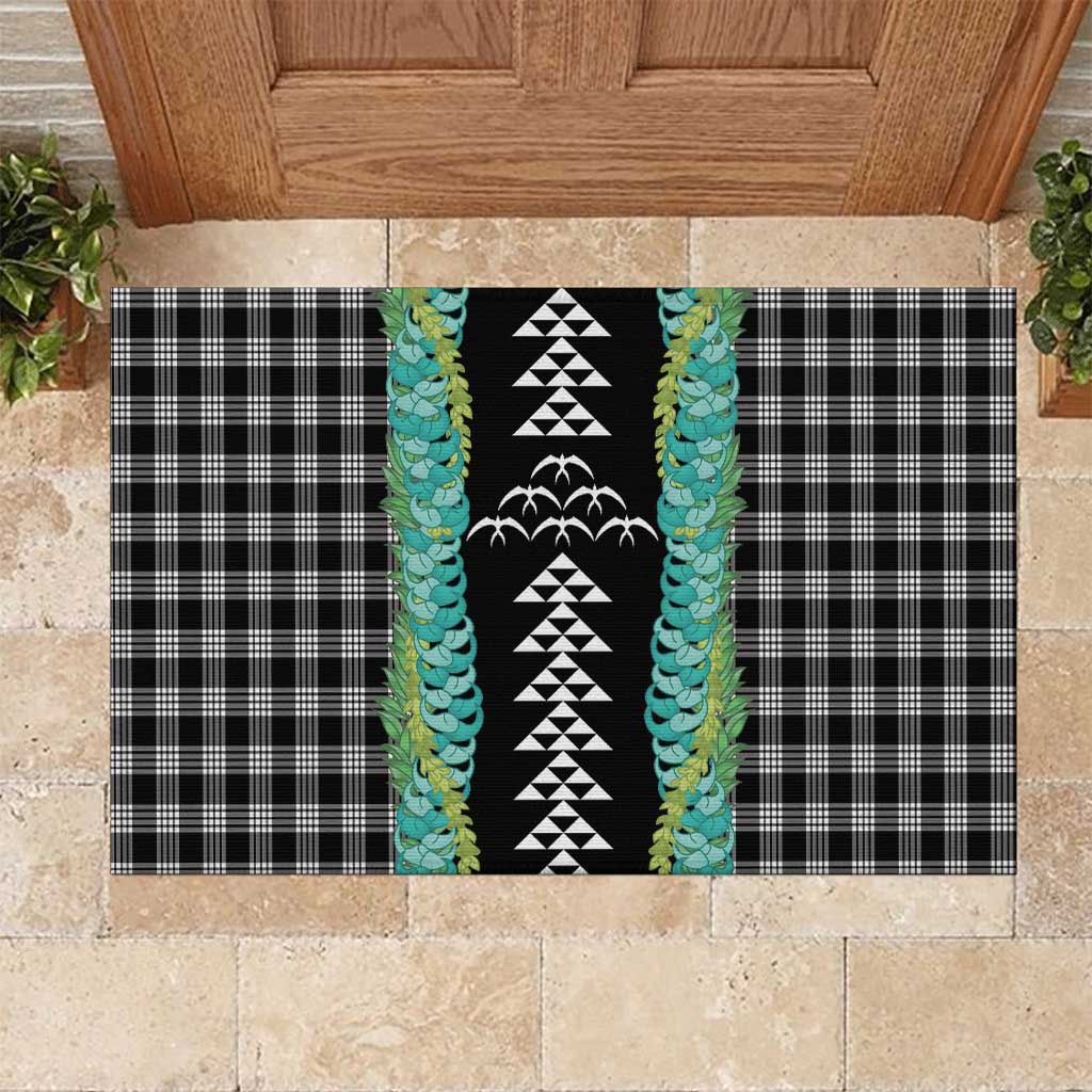 Black Palaka Hawaii Iwa Bird Rubber Doormat Hawaiian Kakau Jade Vine Lei LT14 Black - Polynesian Pride