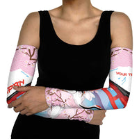 Japanese Torii Gate Cranes Personalised Arm Sleeves Fuji Mount Sakura Seigaiha Pattern LT14 - Polynesian Pride