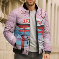 Japanese Torii Gate Cranes Personalised Bomber Puffer Jacket Fuji Mount Sakura Seigaiha Pattern LT14 - Polynesian Pride