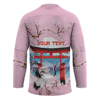 Japanese Torii Gate Cranes Personalised Hockey Jersey Fuji Mount Sakura Seigaiha Pattern LT14 - Polynesian Pride