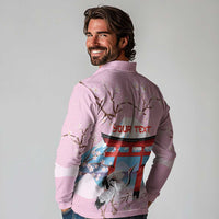 Japanese Torii Gate Cranes Personalised Long Sleeve Polo Shirt Fuji Mount Sakura Seigaiha Pattern LT14 - Polynesian Pride