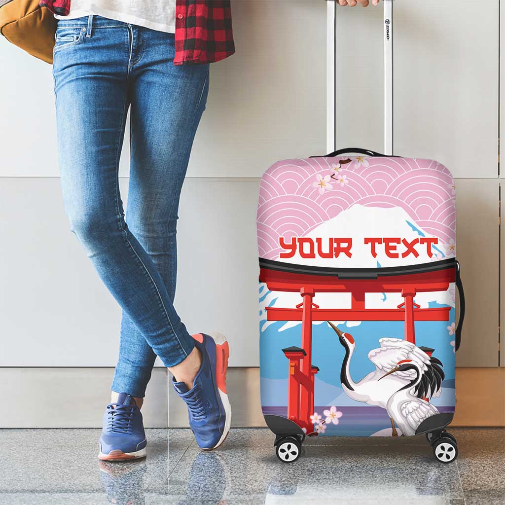 Japanese Torii Gate Cranes Personalised Luggage Cover Fuji Mount Sakura Seigaiha Pattern LT14 - Polynesian Pride