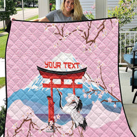Japanese Torii Gate Cranes Personalised Quilt Fuji Mount Sakura Seigaiha Pattern LT14 Pink - Polynesian Pride