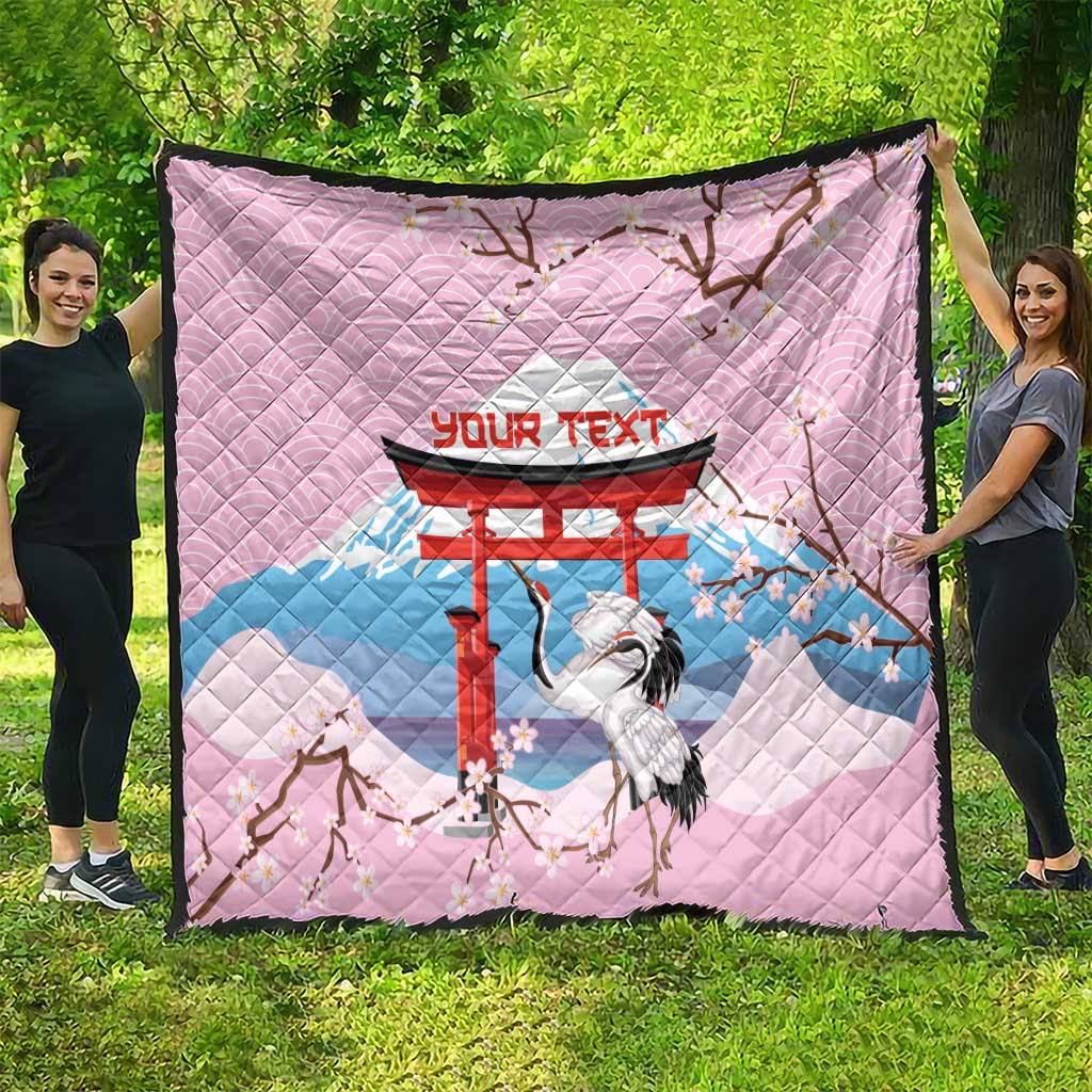 Japanese Torii Gate Cranes Personalised Quilt Fuji Mount Sakura Seigaiha Pattern LT14 - Polynesian Pride