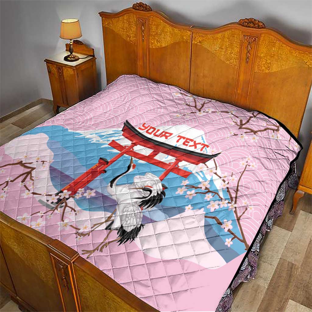 Japanese Torii Gate Cranes Personalised Quilt Fuji Mount Sakura Seigaiha Pattern LT14 - Polynesian Pride