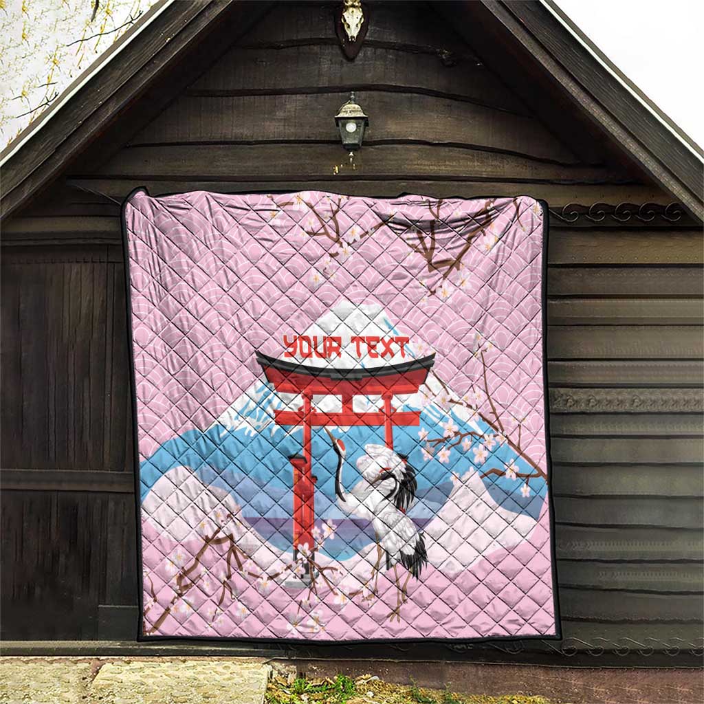 Japanese Torii Gate Cranes Personalised Quilt Fuji Mount Sakura Seigaiha Pattern LT14 - Polynesian Pride