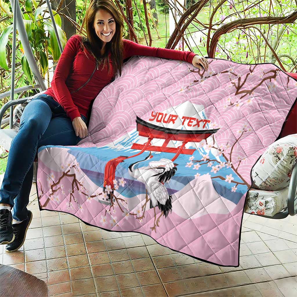 Japanese Torii Gate Cranes Personalised Quilt Fuji Mount Sakura Seigaiha Pattern LT14 - Polynesian Pride