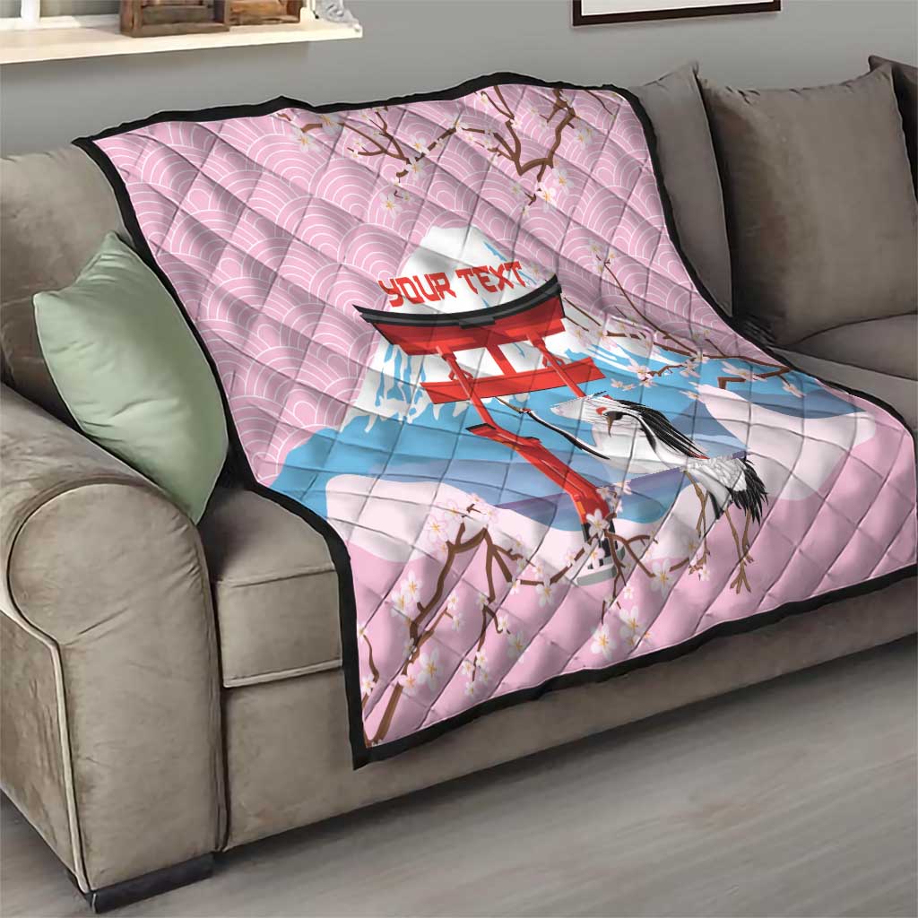 Japanese Torii Gate Cranes Personalised Quilt Fuji Mount Sakura Seigaiha Pattern LT14 - Polynesian Pride