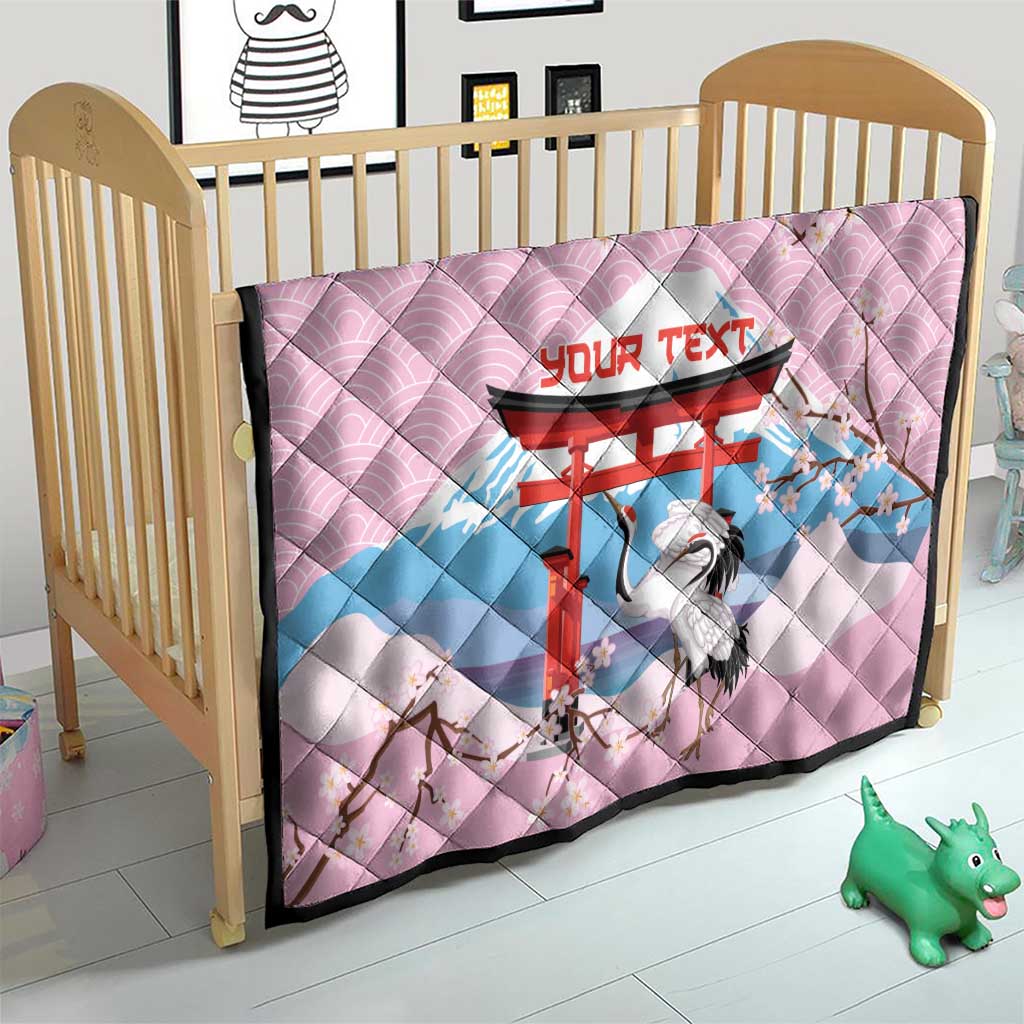 Japanese Torii Gate Cranes Personalised Quilt Fuji Mount Sakura Seigaiha Pattern LT14 - Polynesian Pride
