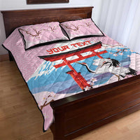 Japanese Torii Gate Cranes Personalised Quilt Bed Set Fuji Mount Sakura Seigaiha Pattern LT14 - Polynesian Pride