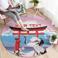 Japanese Torii Gate Cranes Personalised Round Carpet Fuji Mount Sakura Seigaiha Pattern LT14 - Polynesian Pride