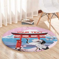 Japanese Torii Gate Cranes Personalised Round Carpet Fuji Mount Sakura Seigaiha Pattern LT14 - Polynesian Pride