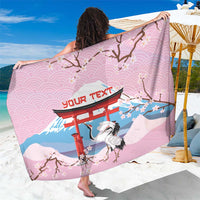 Japanese Torii Gate Cranes Personalised Sarong Fuji Mount Sakura Seigaiha Pattern LT14 One Size 44 x 66 inches Pink - Polynesian Pride
