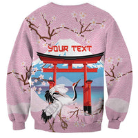 Japanese Torii Gate Cranes Personalised Sweatshirt Fuji Mount Sakura Seigaiha Pattern LT14 - Polynesian Pride