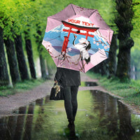 Japanese Torii Gate Cranes Personalised Umbrella Fuji Mount Sakura Seigaiha Pattern LT14 - Polynesian Pride