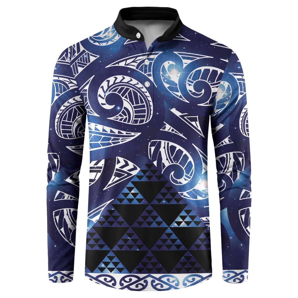 Matariki New Zealand Button Sweatshirt NZ Niho Taniwha Maori New Year Blue Galaxy LT14 Blue - Polynesian Pride