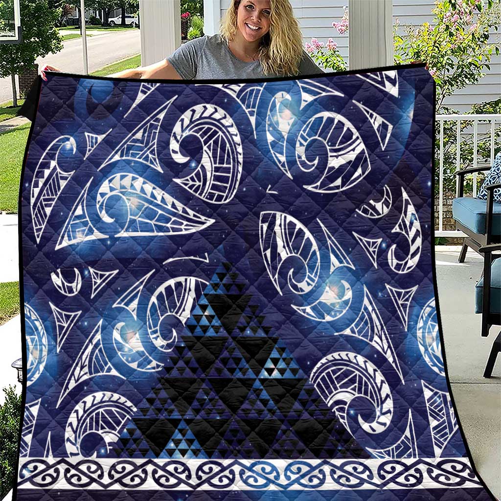 Matariki New Zealand Quilt NZ Niho Taniwha Maori New Year Blue Galaxy LT14 Blue - Polynesian Pride