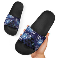 Matariki New Zealand Slide Sandals NZ Niho Taniwha Maori New Year Blue Galaxy LT14 - Polynesian Pride