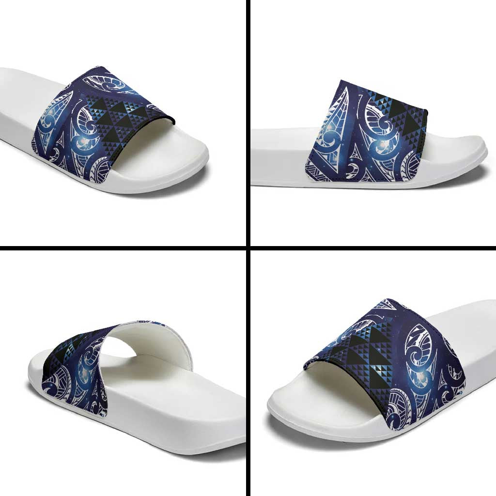 Matariki New Zealand Slide Sandals NZ Niho Taniwha Maori New Year Blue Galaxy LT14 - Polynesian Pride
