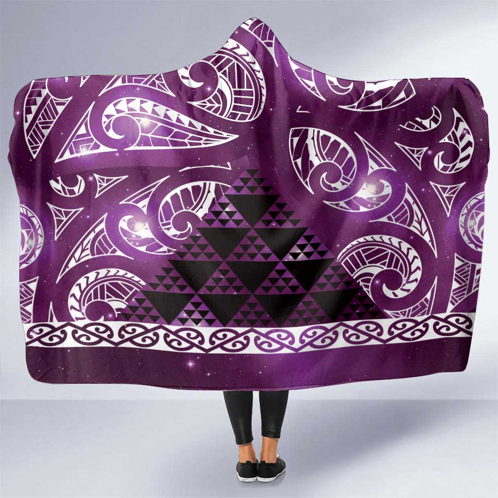Matariki New Zealand Hooded Blanket NZ Niho Taniwha Maori New Year Purple Galaxy LT14 One Size Purple - Polynesian Pride