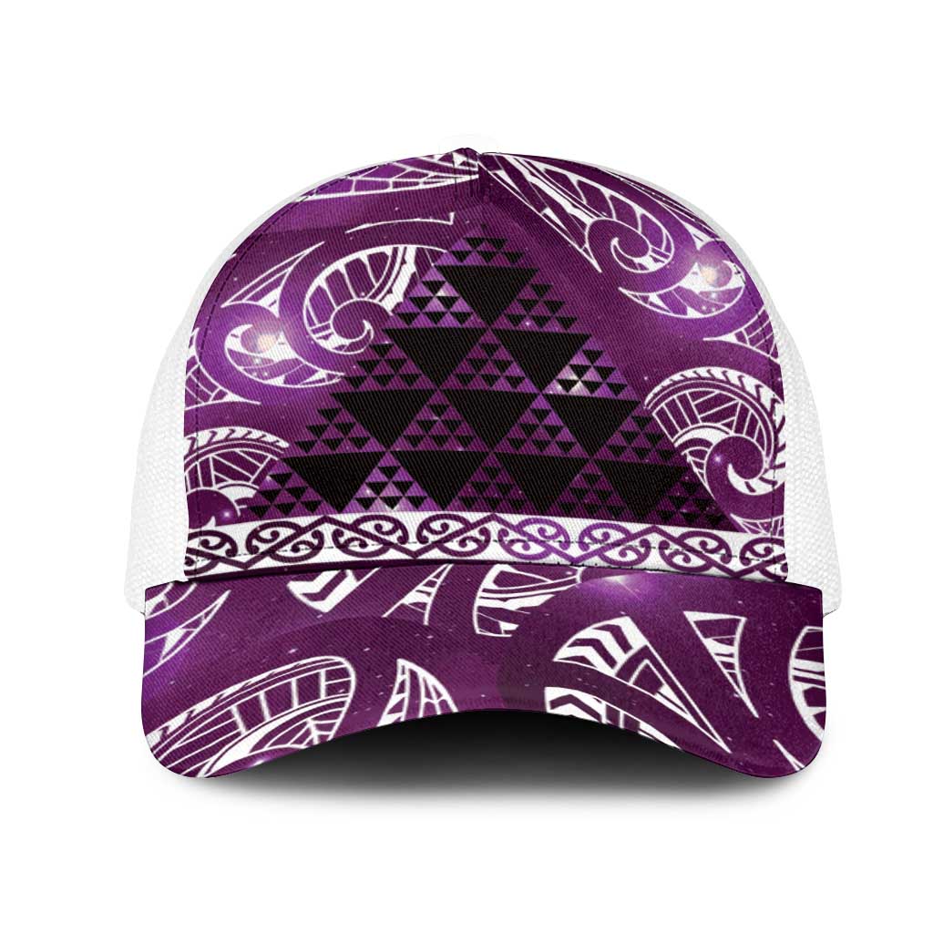 Matariki New Zealand Mesh Trucker Cap NZ Niho Taniwha Maori New Year Purple Galaxy LT14 One Size White Purple - Polynesian Pride
