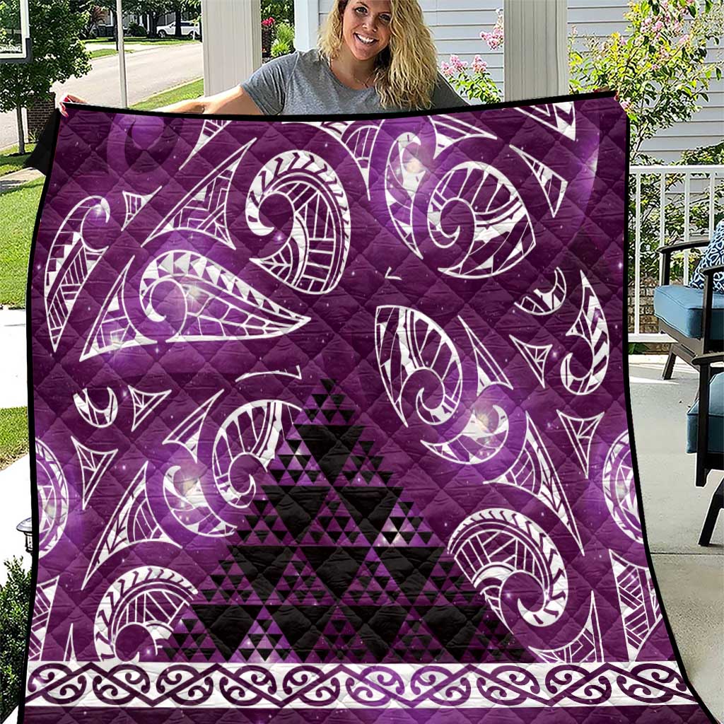 Matariki New Zealand Quilt NZ Niho Taniwha Maori New Year Purple Galaxy LT14 Purple - Polynesian Pride