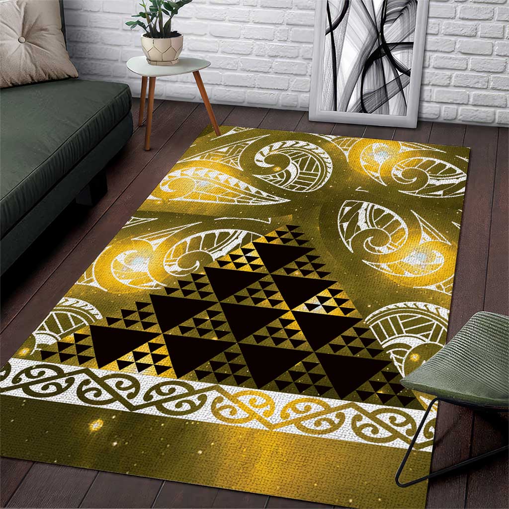 Matariki New Zealand Area Rug NZ Niho Taniwha Maori New Year Yellow Galaxy LT14 Yellow - Polynesian Pride