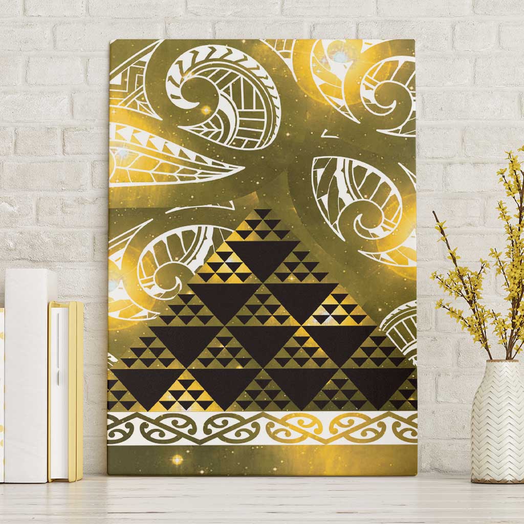 Matariki New Zealand Canvas Wall Art NZ Niho Taniwha Maori New Year Yellow Galaxy LT14 Without Frame Yellow - Polynesian Pride