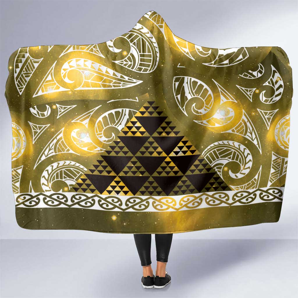 Matariki New Zealand Hooded Blanket NZ Niho Taniwha Maori New Year Yellow Galaxy LT14 One Size Yellow - Polynesian Pride