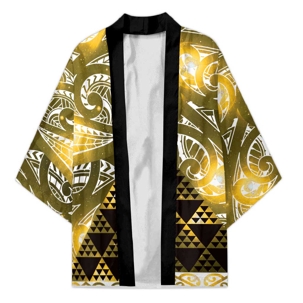Matariki New Zealand Kimono NZ Niho Taniwha Maori New Year Yellow Galaxy LT14 Unisex Yellow - Polynesian Pride