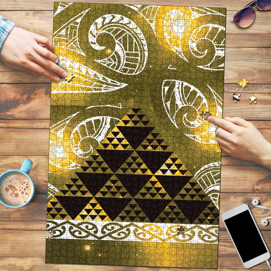 Matariki New Zealand Puzzle NZ Niho Taniwha Maori New Year Yellow Galaxy LT14 Yellow - Polynesian Pride