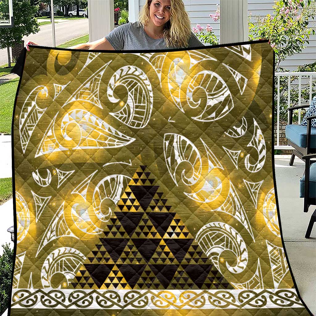 Matariki New Zealand Quilt NZ Niho Taniwha Maori New Year Yellow Galaxy LT14 Yellow - Polynesian Pride