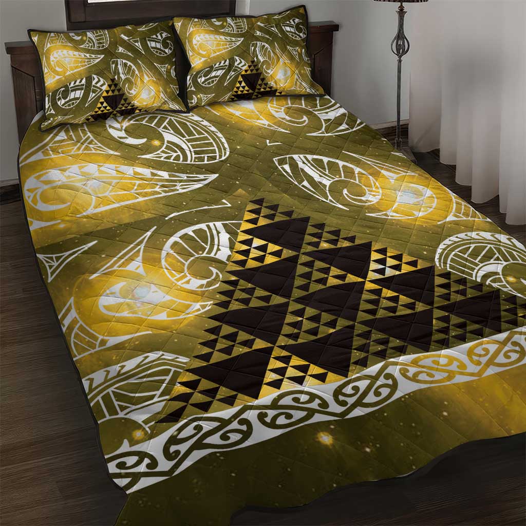 Matariki New Zealand Quilt Bed Set NZ Niho Taniwha Maori New Year Yellow Galaxy LT14 Yellow - Polynesian Pride