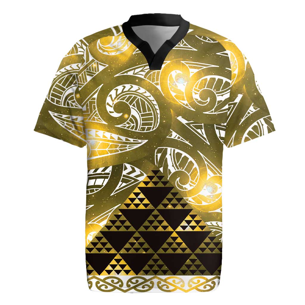 Matariki New Zealand Rugby Jersey NZ Niho Taniwha Maori New Year Yellow Galaxy LT14 Yellow - Polynesian Pride