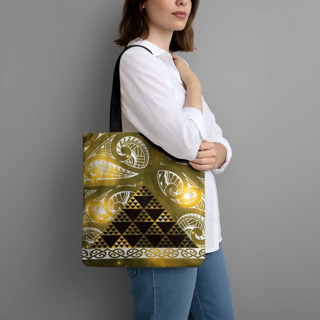 Matariki New Zealand Tote Bag NZ Niho Taniwha Maori New Year Yellow Galaxy LT14 - Polynesian Pride