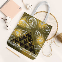 Matariki New Zealand Tote Bag NZ Niho Taniwha Maori New Year Yellow Galaxy LT14 White Strap One Size Yellow - Polynesian Pride