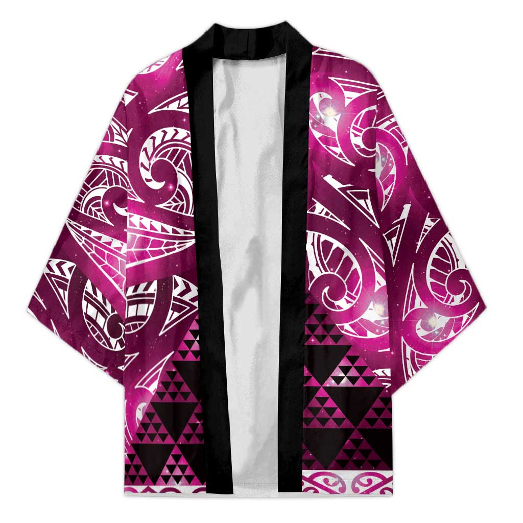 Matariki New Zealand Kimono NZ Niho Taniwha Maori New Year Pink Galaxy LT14 Unisex Pink - Polynesian Pride