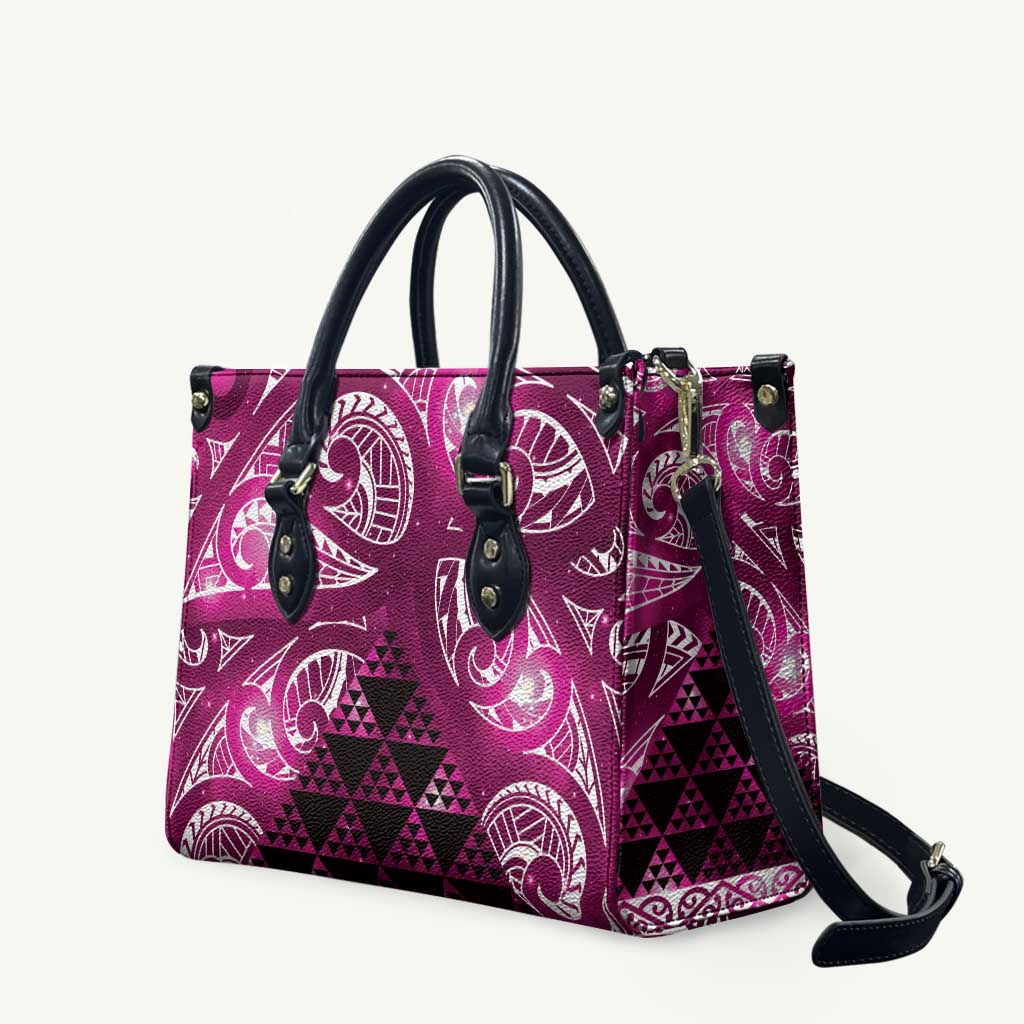 Matariki New Zealand Leather Bag NZ Niho Taniwha Maori New Year Pink Galaxy LT14 Pink - Polynesian Pride