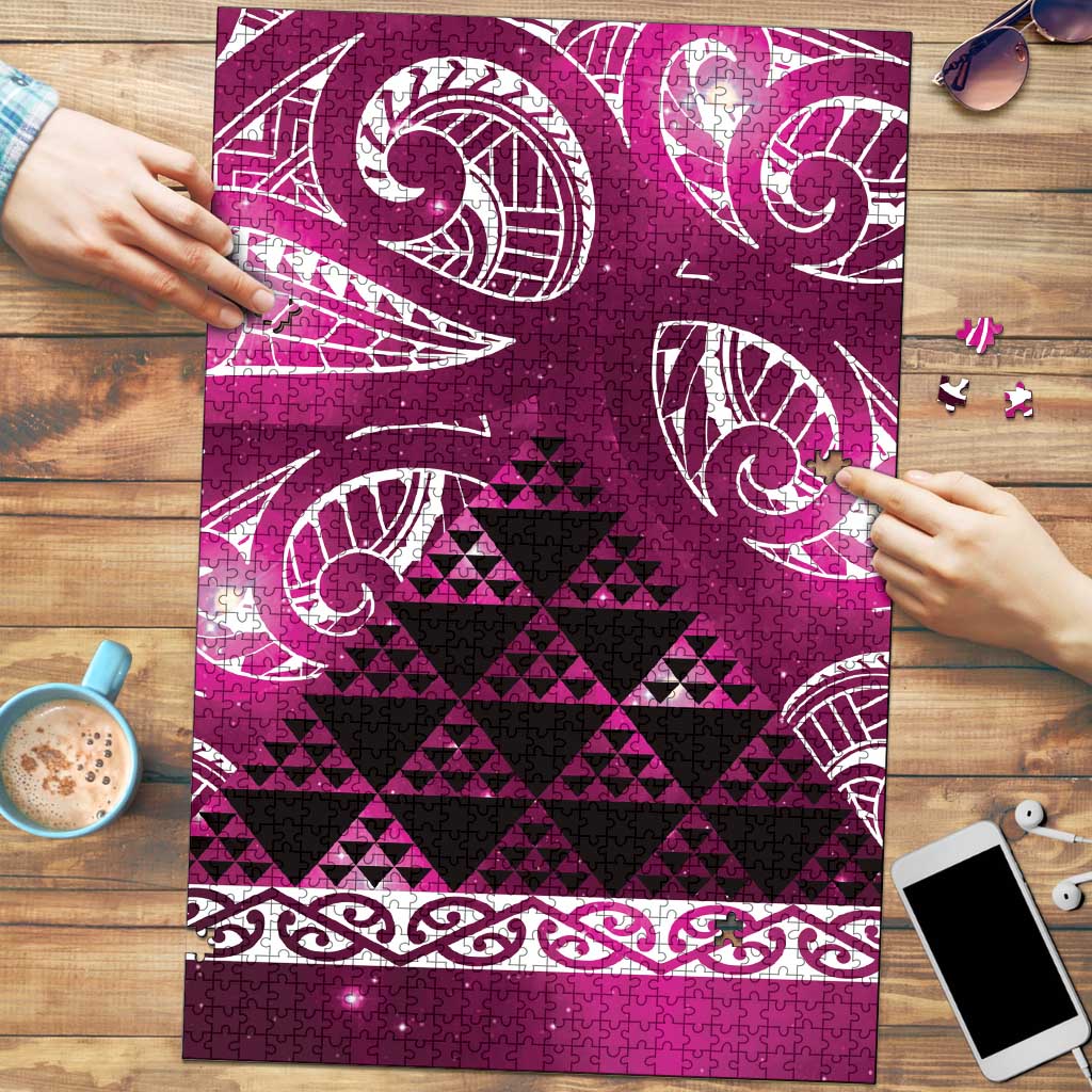 Matariki New Zealand Puzzle NZ Niho Taniwha Maori New Year Pink Galaxy LT14 Pink - Polynesian Pride