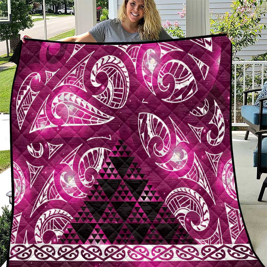 Matariki New Zealand Quilt NZ Niho Taniwha Maori New Year Pink Galaxy LT14 Pink - Polynesian Pride