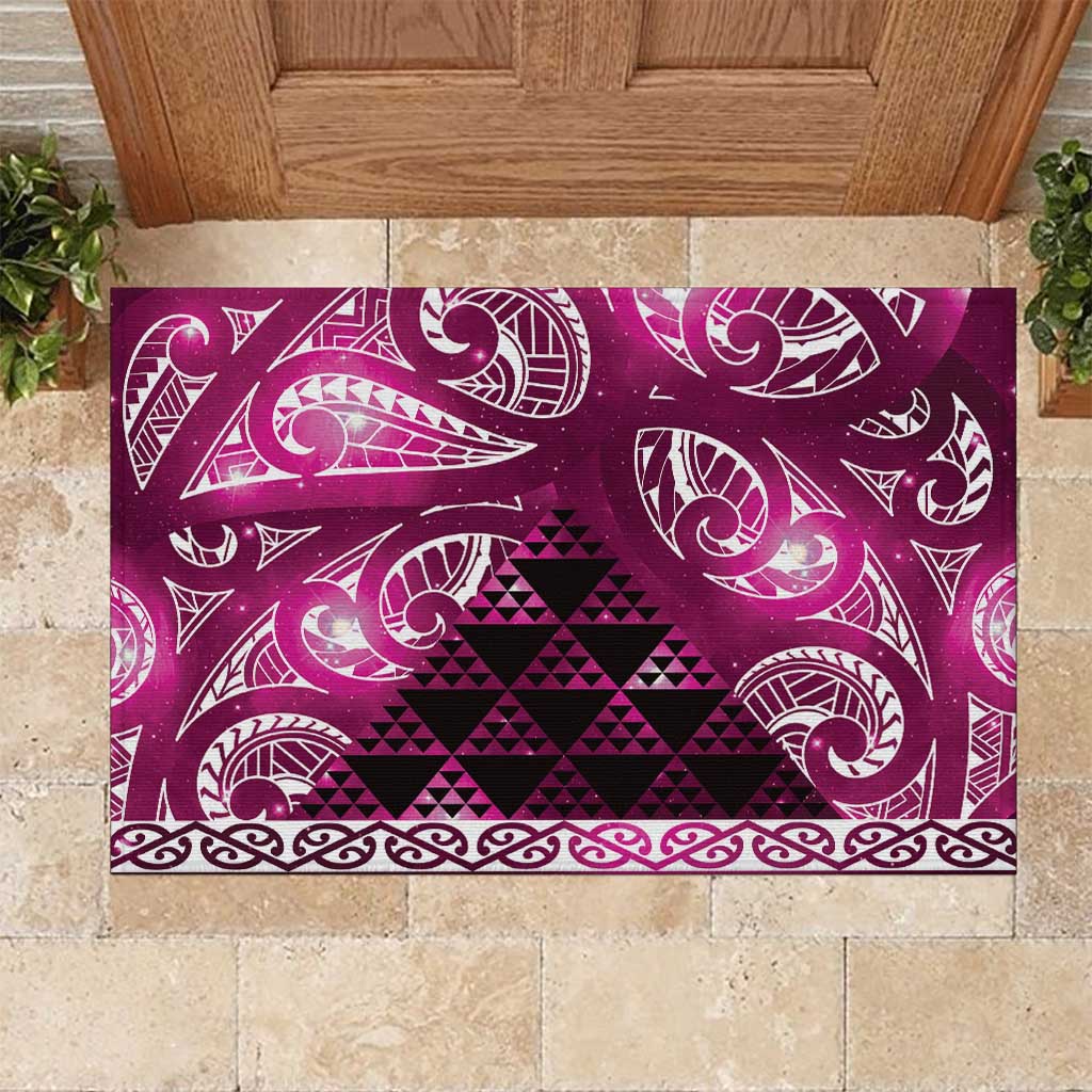 Matariki New Zealand Rubber Doormat NZ Niho Taniwha Maori New Year Pink Galaxy LT14 Pink - Polynesian Pride