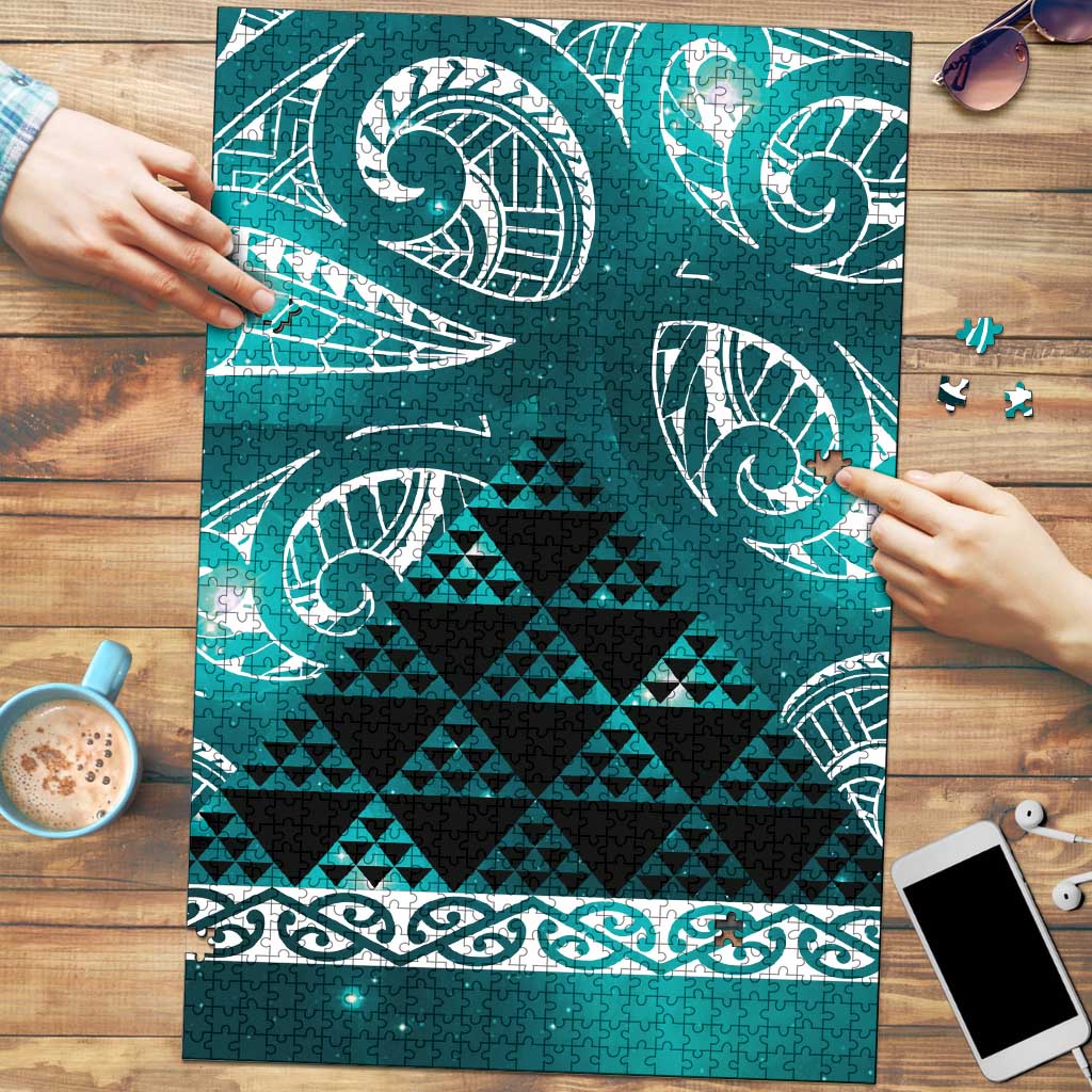 Matariki New Zealand Puzzle NZ Niho Taniwha Maori New Year Cyan Galaxy LT14 Cyan - Polynesian Pride